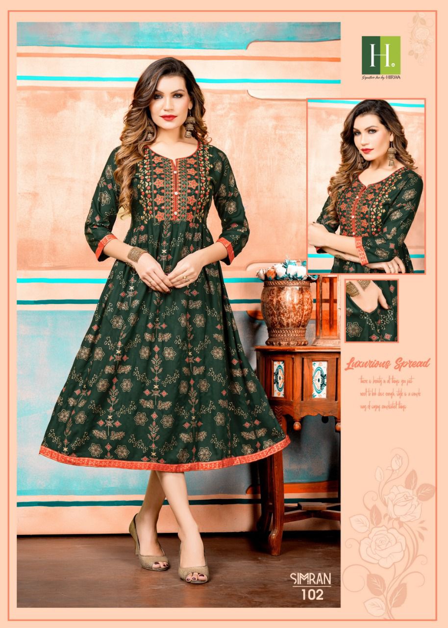 Hirwa Simran Exclusive Wear Latest Wholesale Kurti Collection